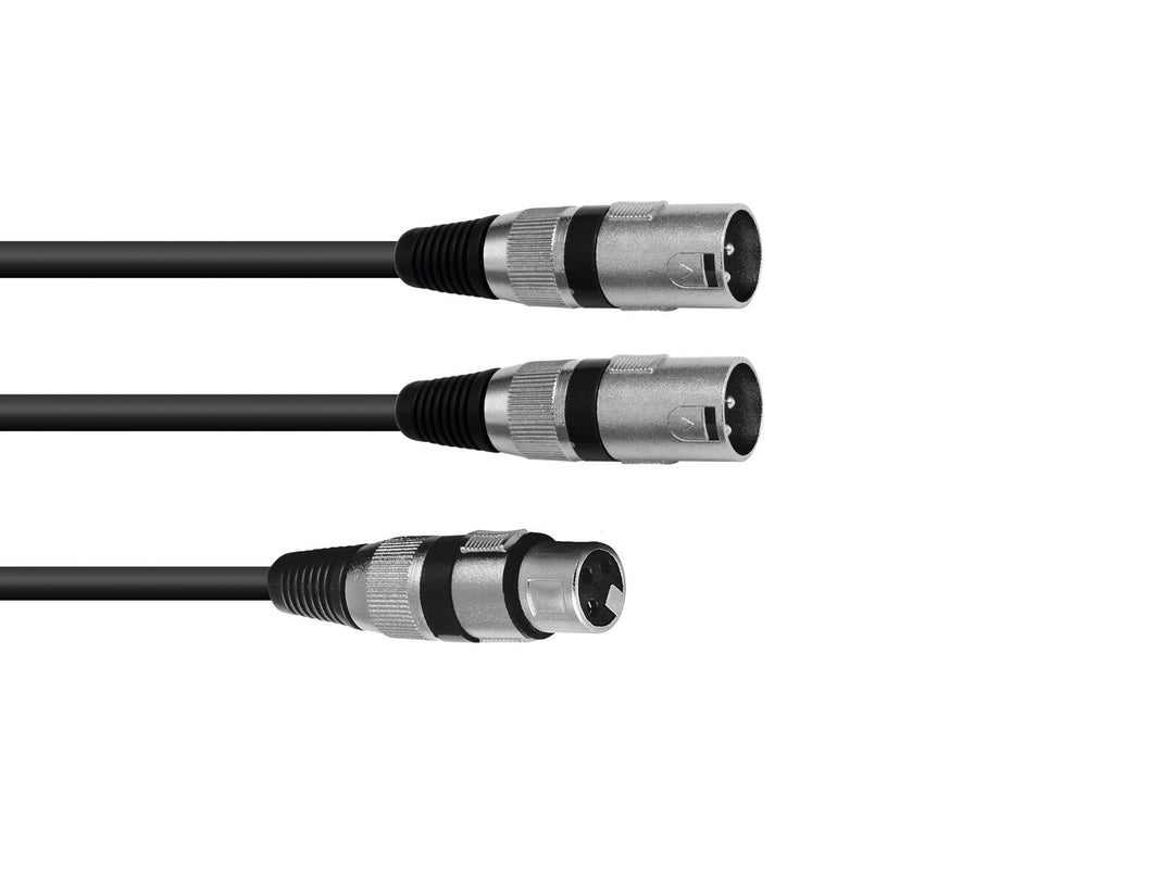OMNITRONIC Cable adaptador XLR(F)/2xXLR(M) 0.5m bk