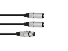 OMNITRONIC Cable adaptador XLR(F)/2xXLR(M) 1m bk
