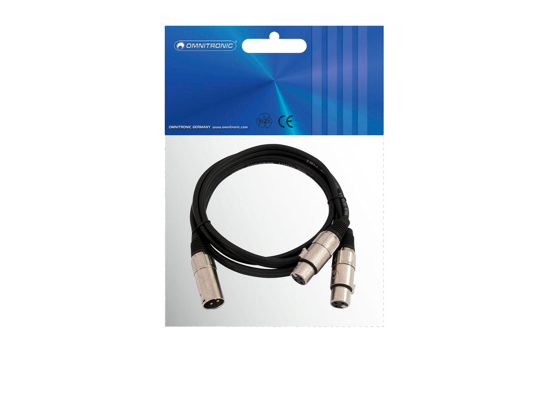 OMNITRONIC Cable adaptador XLR(M)/2xXLR(F) 0.5m bk
