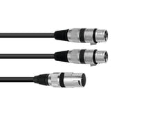 OMNITRONIC Cable adaptador XLR(M)/2xXLR(F) 1.5m negro