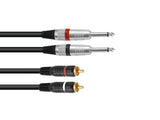 OMNITRONIC Adapter Cable 2xJack/2xRCA 6m bk