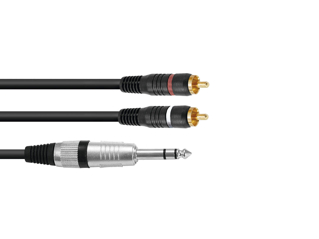 Cable adaptador OMNITRONIC Jack estéreo/2xRCA 1.5m