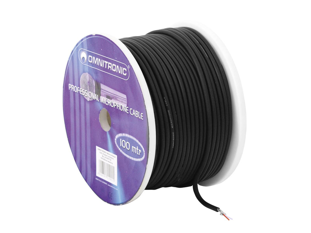 OMNITRONIC Cable de micrófono 2x0.22 100m bk