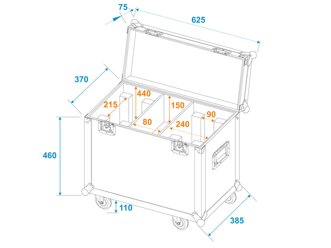 ROADINGER flightcase para 2x TMH-X12 con ruedas