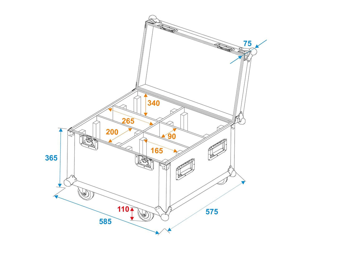 Flightcase ROADINGER 4x TMH-S90/H90/B90