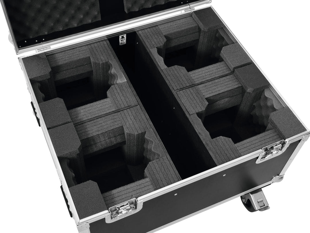 ROADINGER Flightcase 4x LED TMH-X1 Moving Head Haz con ruedas