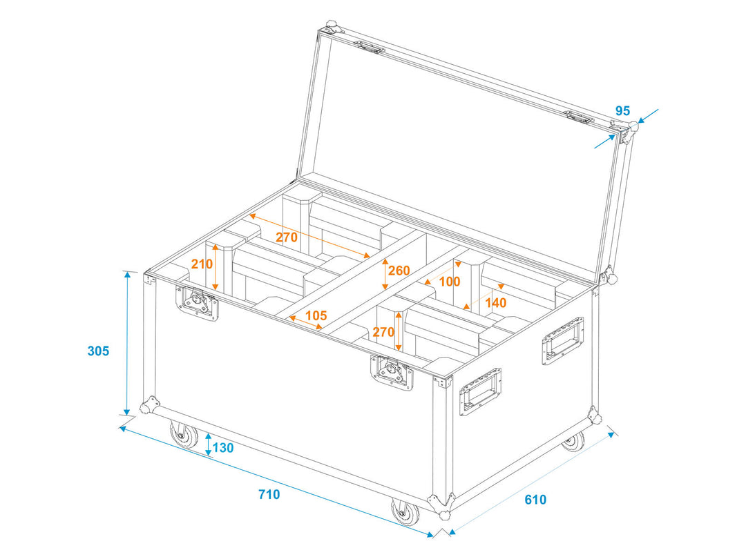 ROADINGER Flightcase 4x LED TMH-X1 Moving Head Haz con ruedas