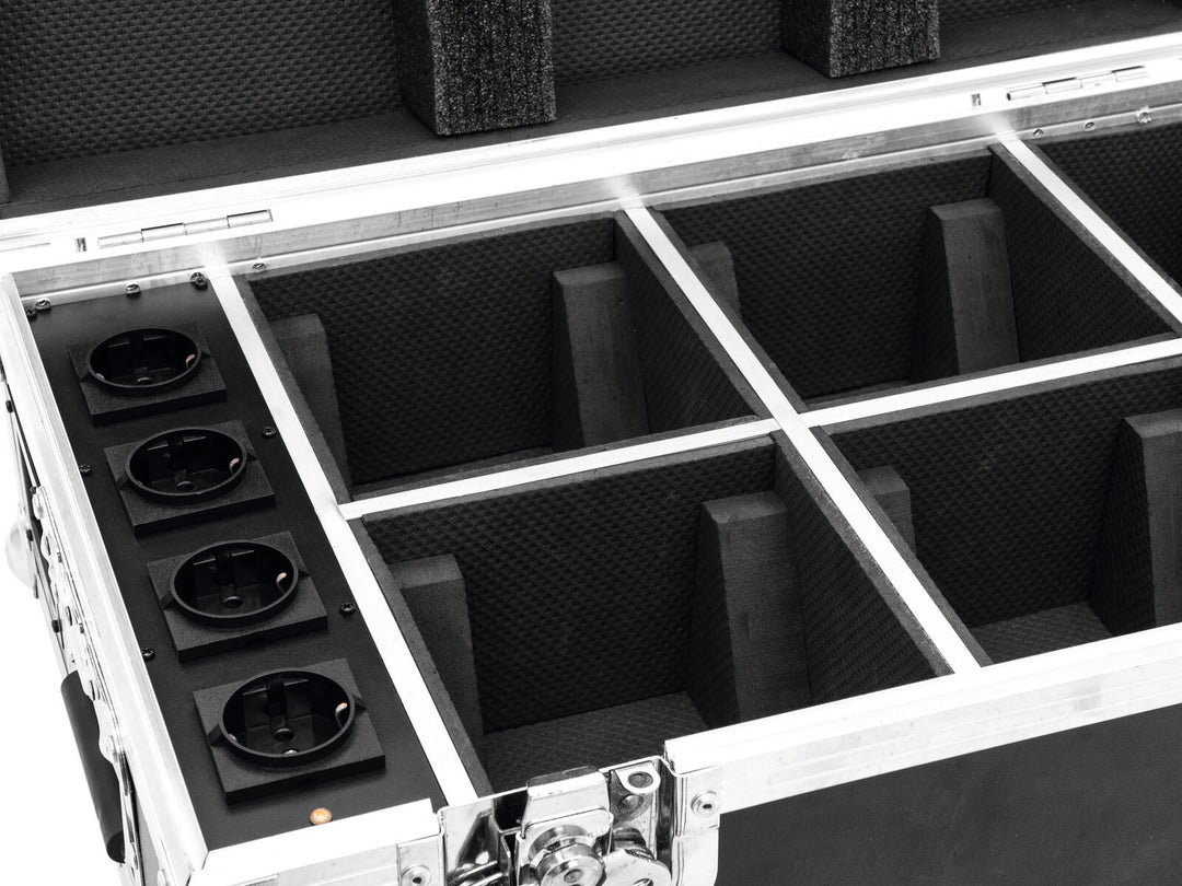 ROADINGER Flightcase para 4x AKKU TL-3 Trusslight QuickDMX con función de carga