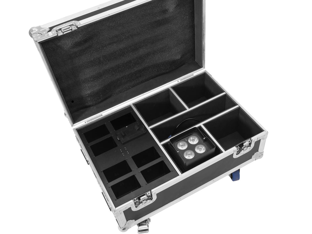 Flightcase ROADINGER 4x AKKU IP UP-4 Plus HCL Spot WDMX con función de carga