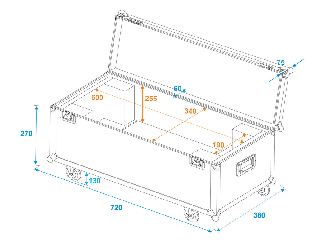 ROADINGER Flightcase 1x LED SL-350/SL-160 con ruedas