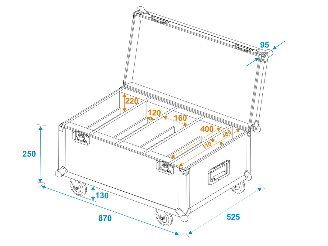 ROADINGER Flightcase 4x LED CLS-18 QCL RGB/WW con ruedas