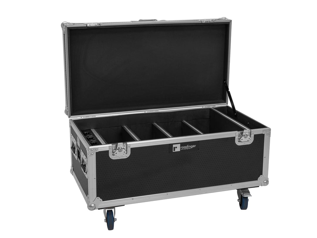 EUROLITE Set 4x AKKU Multiflood IP 8x10W RGBW Wash CRMX + Case con función de carga