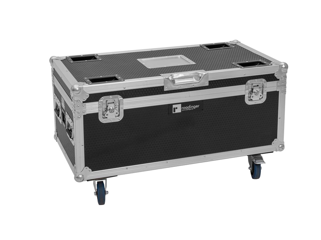 Flightcase ROADINGER 4x AKKU Multiflood IP 8x10W RGBW Wash CRMX con función de carga