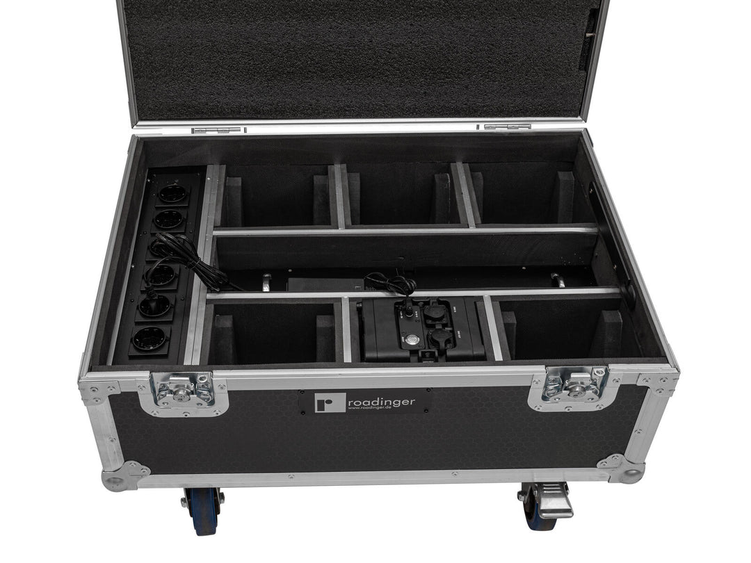 ROADINGER Flightcase 6x AKKU IP TL-3 QCL Trusslight CRMX con función de carga y ruedas