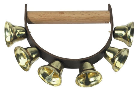 Sonajero de campanas GEWA BSX con 6 campanas iguales y mango de madera