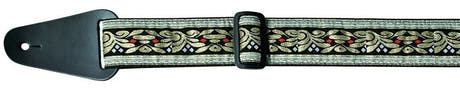 Fire & Stone Folk Jacquard correa de guitarra, clara con negro y dorado