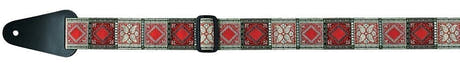 Fire & Stone Folk Jacquard correa para guitarras, roja, plateada y negra