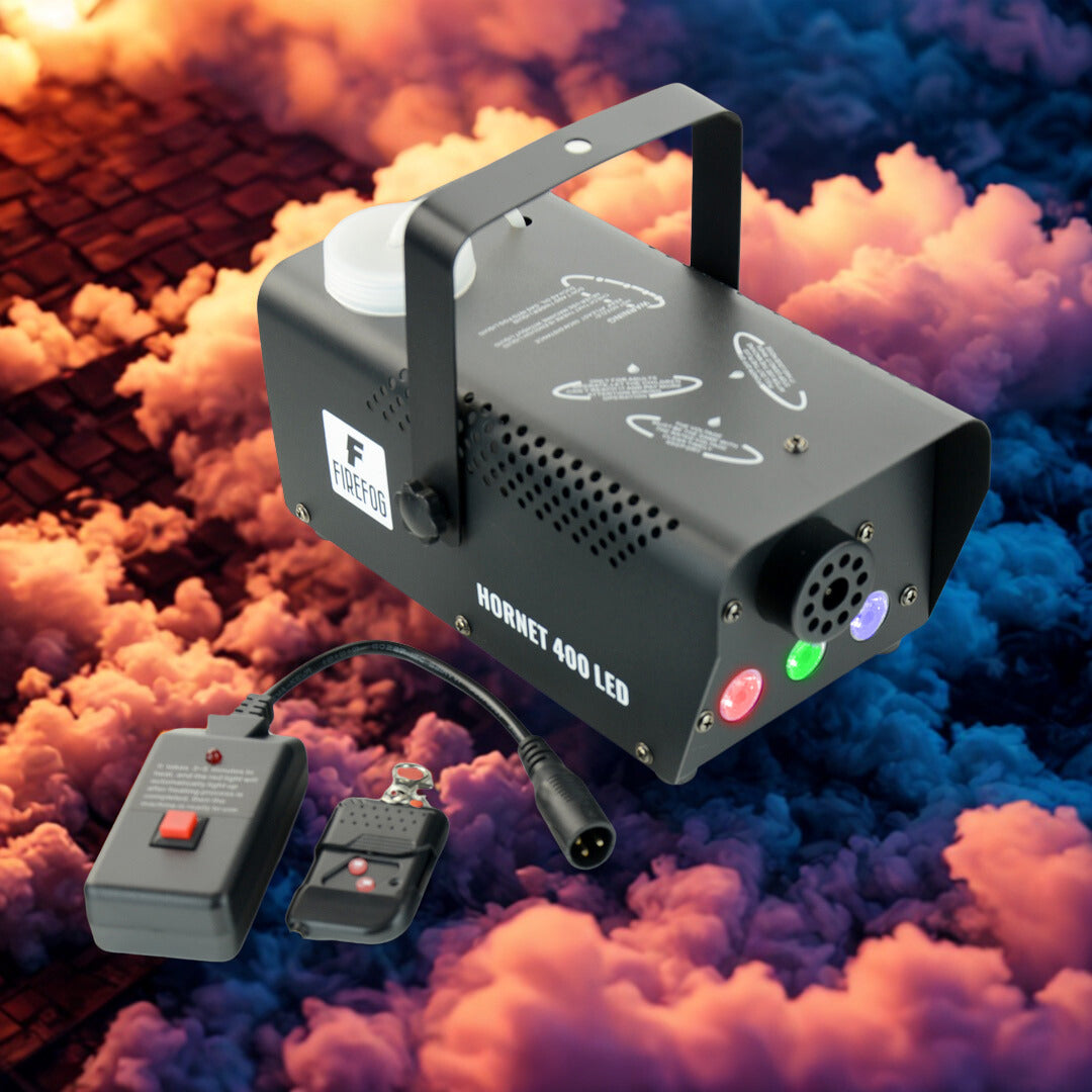 Firefog Hornet 400LED máquina de niebla de 400 W con LED y 2 mandos a distancia, negra