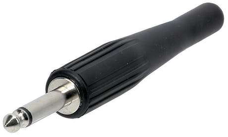 Conector jack mono GEWA de 6,3 mm con funda de goma larga