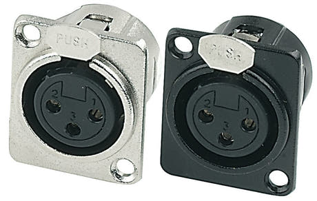 GEWA conector hembra XLR para instalación fija, negro