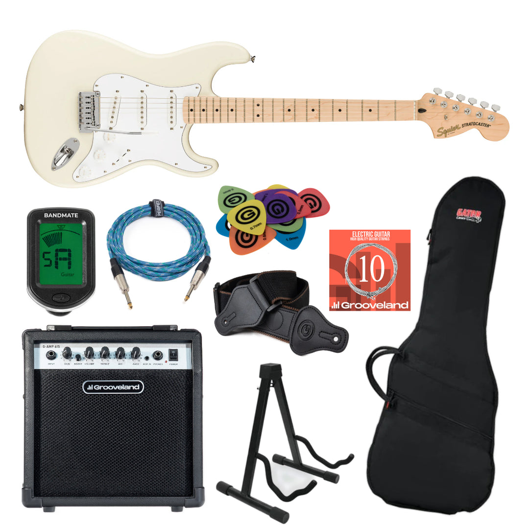 Fender Squier Affinity Stratocaster Guitarra eléctrica Paquete de Inicio (Olympic White)