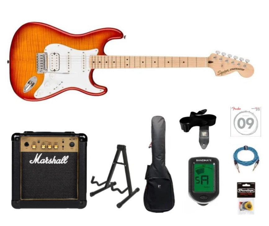 Fender Squier Affinity Stratocaster Guitarra eléctrica Paquete de Inicio (Sienna Sunburst)