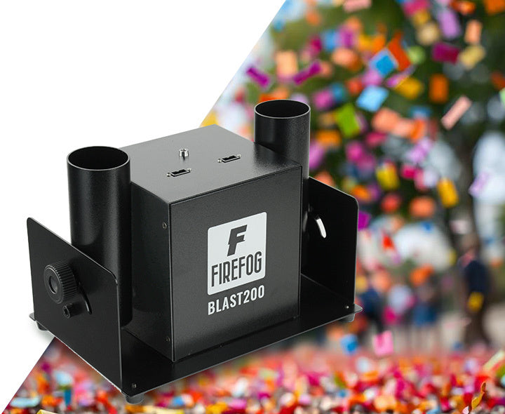 Firefog BLAST200 cañón de confeti eléctrico con dos tubos y mando a distancia