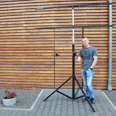 Hardman LS4 wind-up soporte de iluminación con barra transversal doble, de 1,7 a 4,3 m