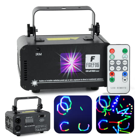 Firefog RGB láser disco 400 mW con DMX y mando a distancia