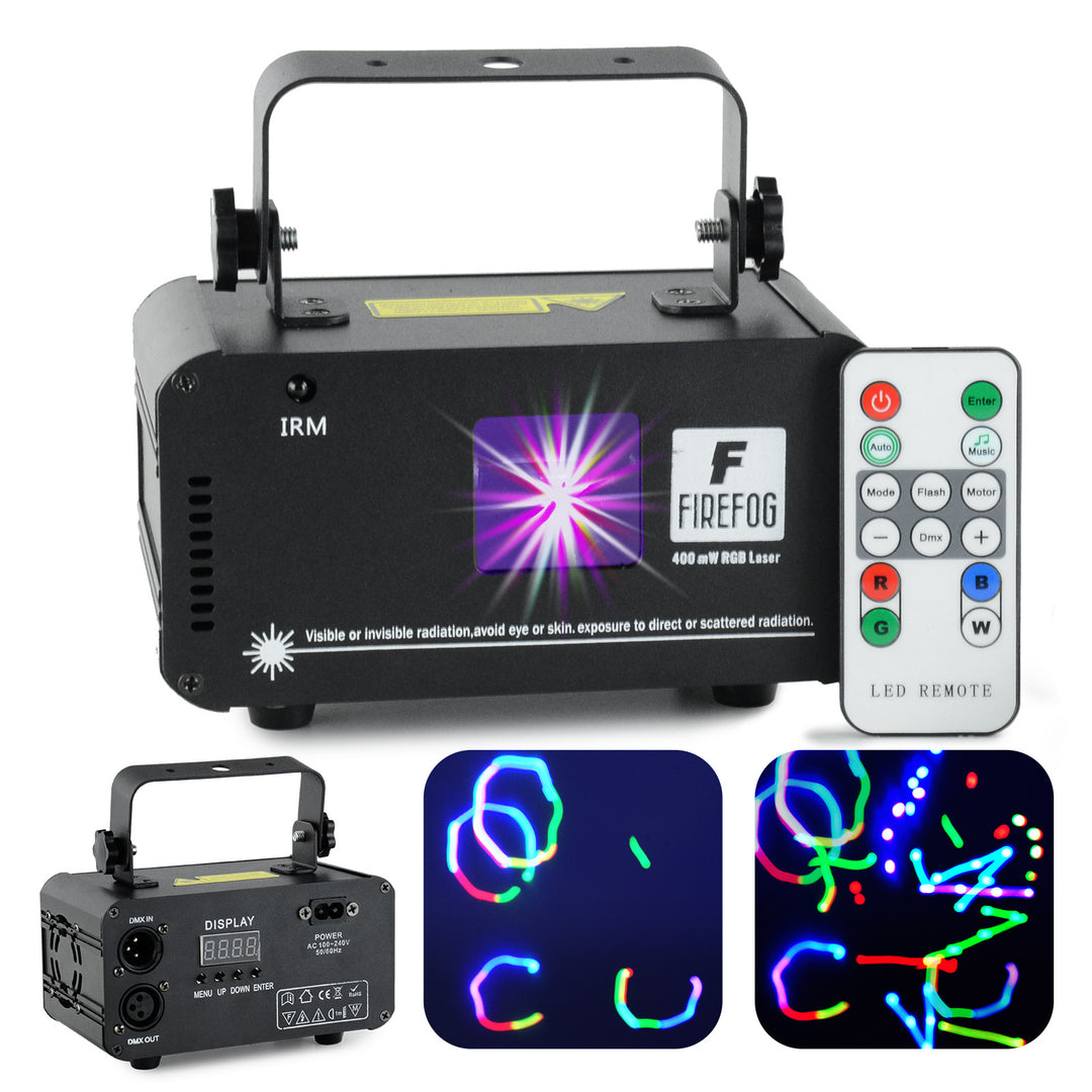 Firefog RGB láser disco 400 mW con DMX y mando a distancia