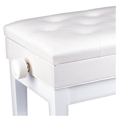 Banco de piano – almacenamiento y altura ajustable (blanco)