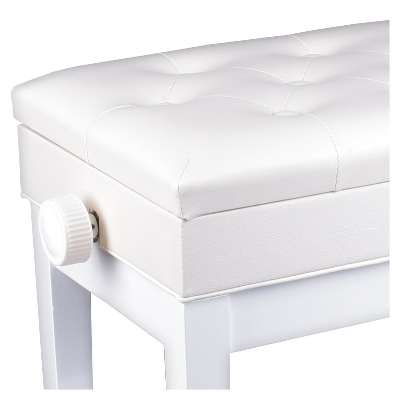 Banco de piano – almacenamiento y altura ajustable (blanco)