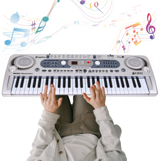 SUPRIMO 824 USB Keyboard med Mikrofon, MP3-afspiller og Nodestativ