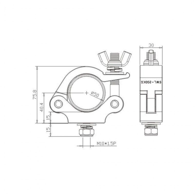 Acoplador Half, negro (48-51mm 200 kg)