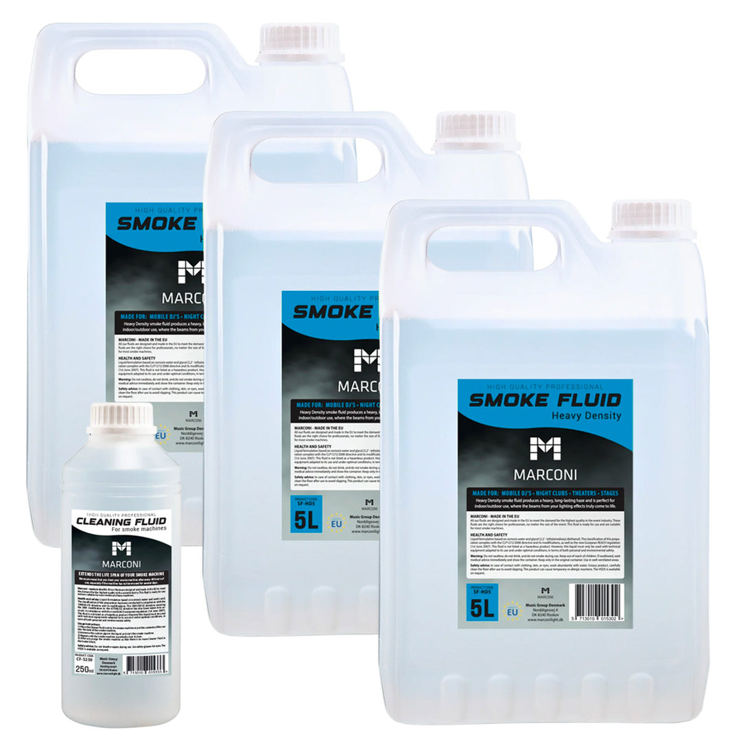 3 x 5L Líquido para humo (Heavy Density) + 250ml Líquido de limpieza