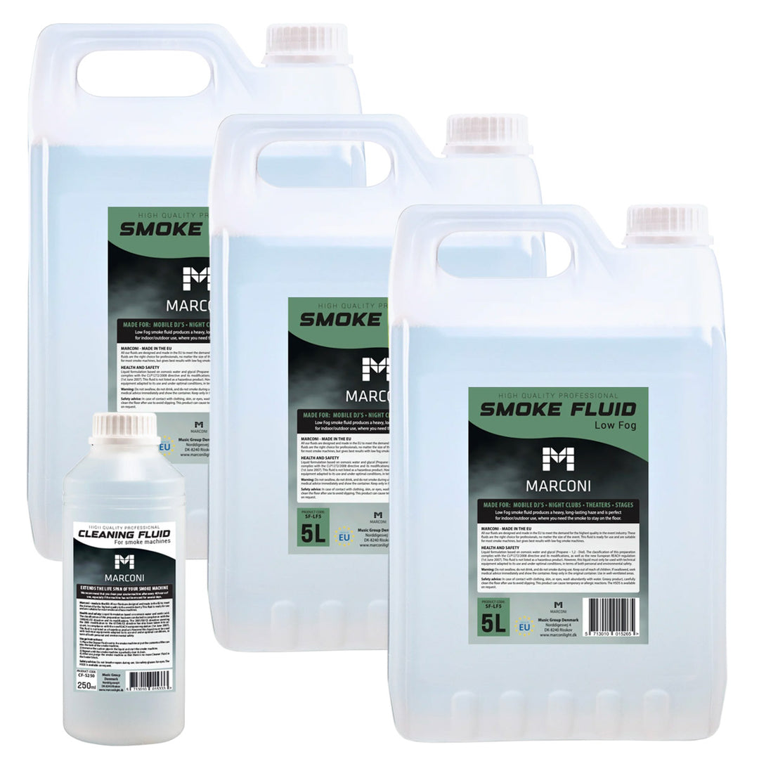 3 x 5L Líquido para humo (Low Fog) + 250ml Líquido de limpieza