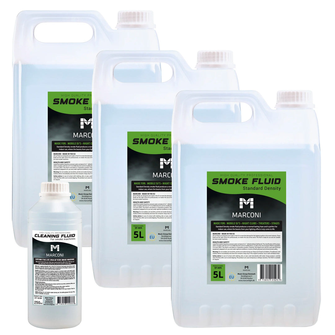 3 x 5L Líquido para humo (Standard Density) + 250ml Líquido de limpieza