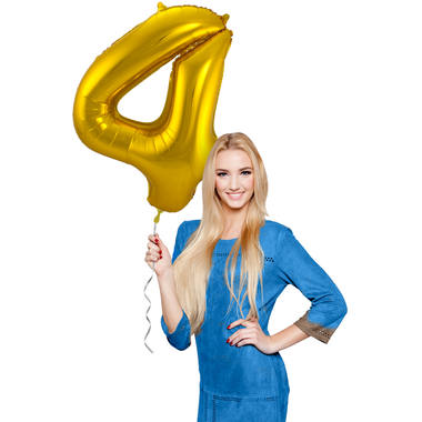 Globo de Foil Número 4 (Oro, 86 cm)
