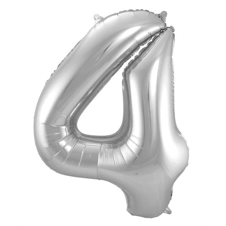 Globo de Foil Número 4 (Plata, 86 cm)