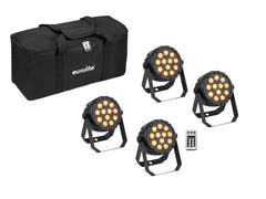 EUROLITE Set 4x LED PARty Spot Silent RGB/WW con bolsa acolchada