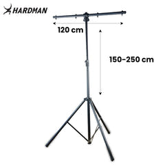Soporte de iluminación Hardman HLS3 con barra en T y pasador automático, 2,5 m