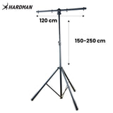 Soporte de iluminación Hardman HLS3 con barra en T y pasador automático, 2,5 m