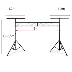Puente de iluminación Hardman SDLS1 sobre soportes, 3,5 m de alto y 3 m de ancho