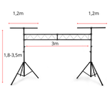 Puente de iluminación Hardman SDLS1 sobre soportes, 3,5 m de alto y 3 m de ancho