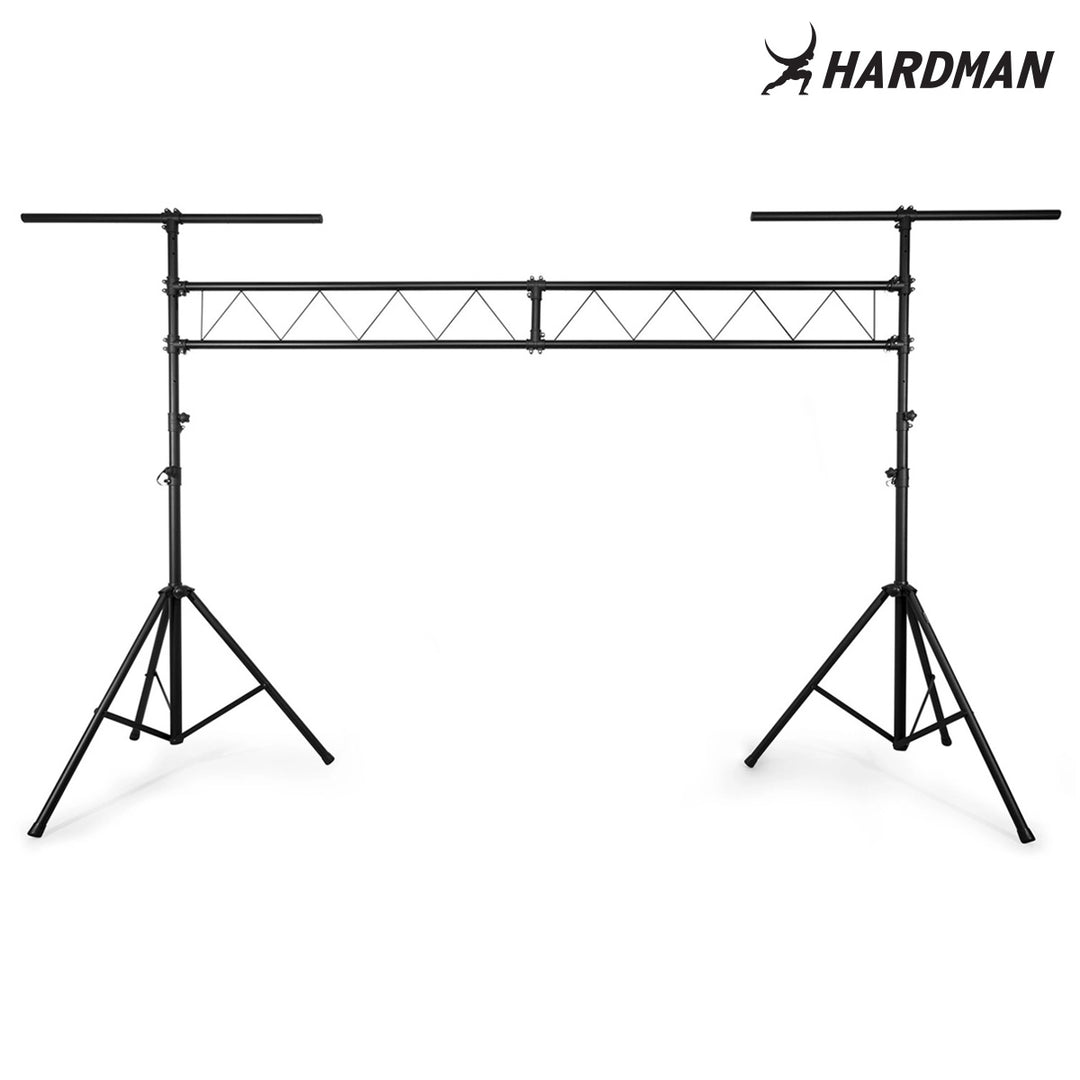 Puente de iluminación Hardman SDLS1 sobre soportes, 3,5 m de alto y 3 m de ancho