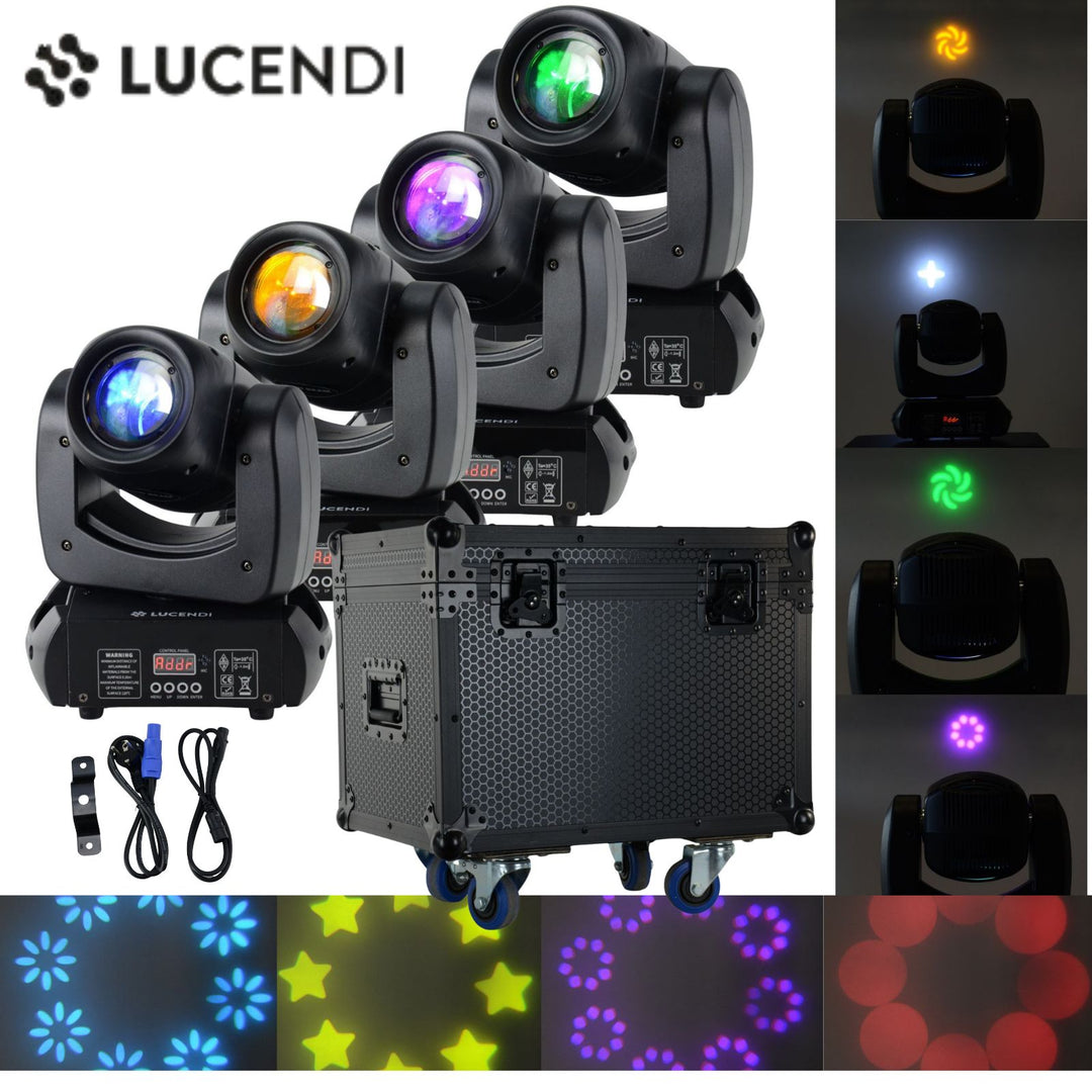 Lucendi BEAM100 moving head, set de 4 uds. y case