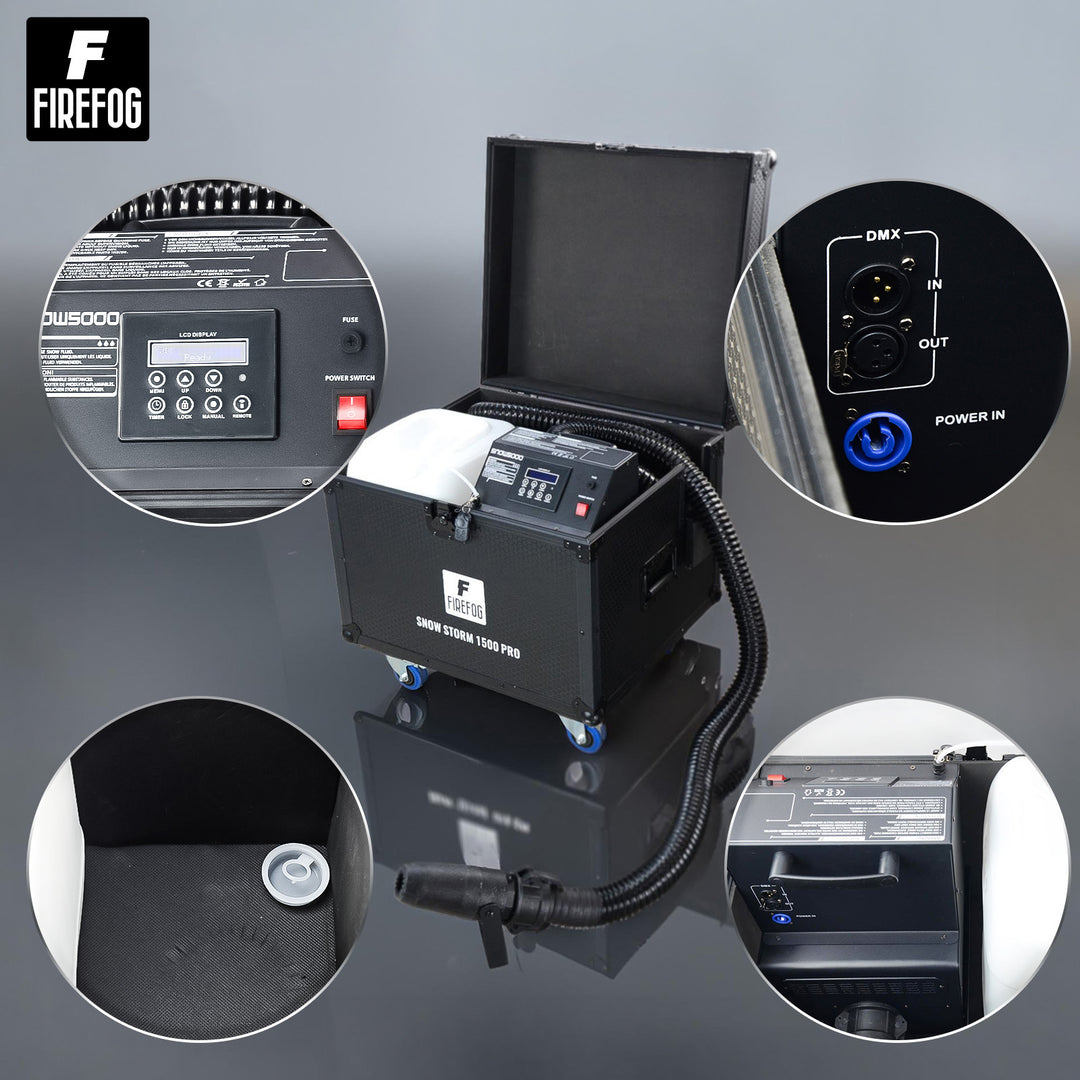 Máquina de nieve Firefog Snow Storm 1500 Pro de 1500 W en flightcase