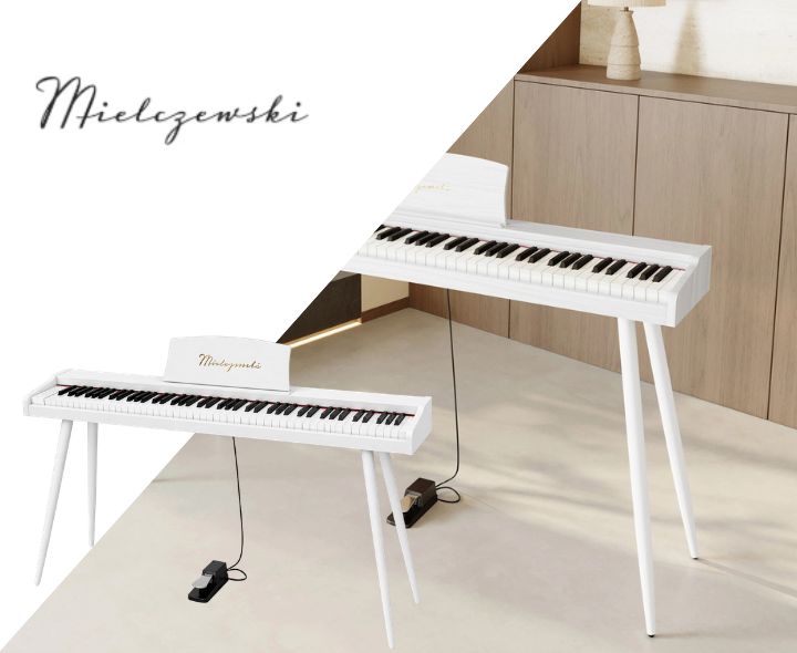Piano digital Mielczewski Virelai con patas, blanco