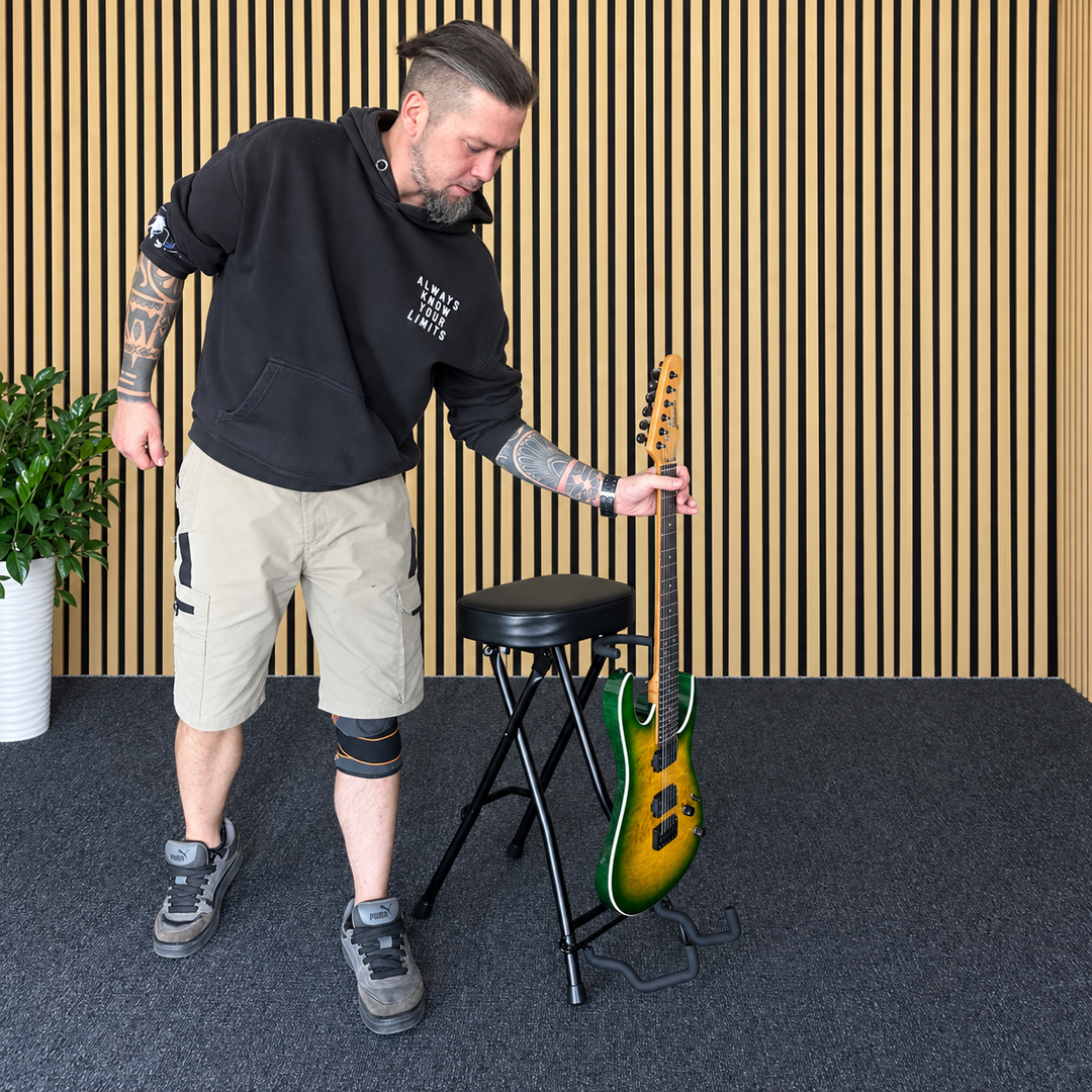 Hardman SB207 reposapiés para guitarra con reposapiés y soporte para guitarra.