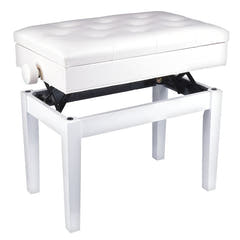 Banco de piano – almacenamiento y altura ajustable (blanco)